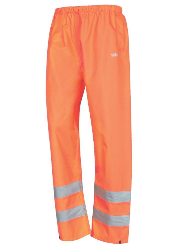 Site Surpantalon haute visibilité à taille élastique Huske , orange, taille M, longueur 74 cm