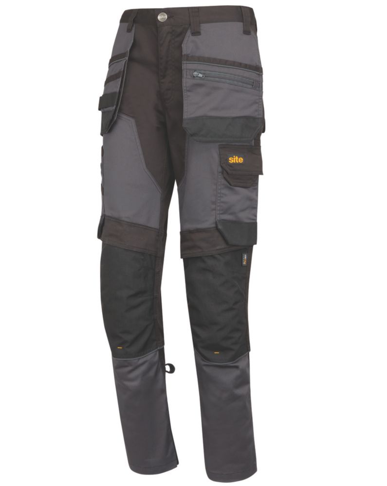 Site Pantalon de travail extensible à poches Bolden , gris et noir, taille 44, longueur 81 cm