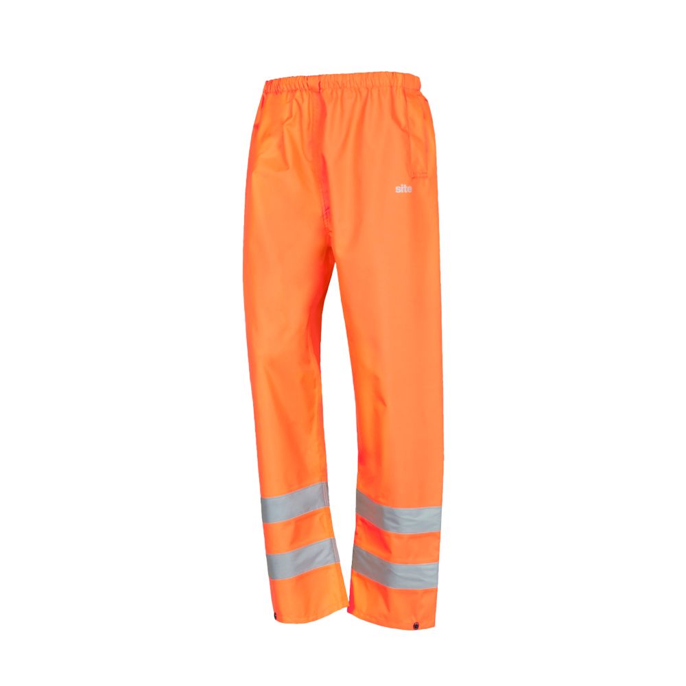Site Surpantalon haute visibilité à taille élastique Huske , orange, taille L, longueur 76 cm
