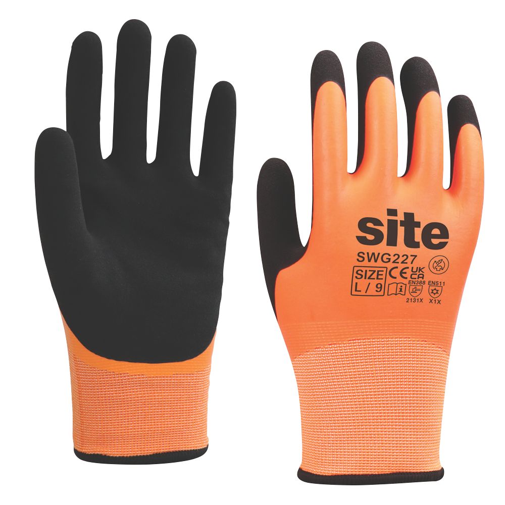 Site Gants de protection thermique imperméables orange/noir taille L