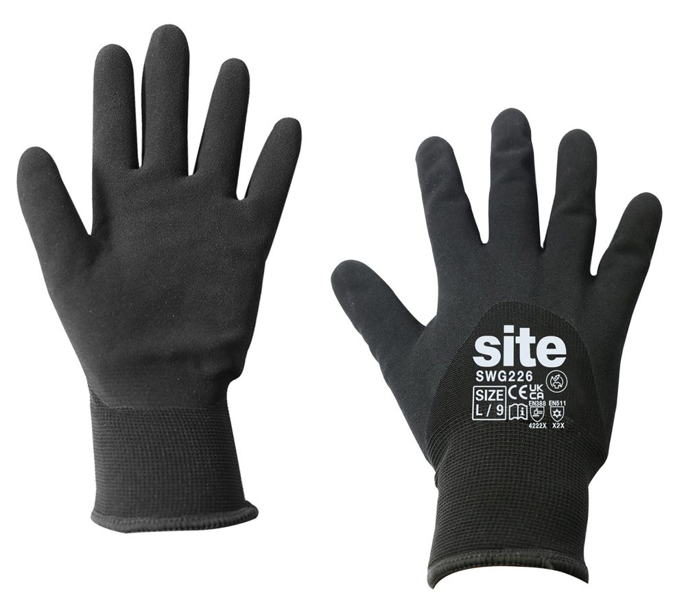 Site Gants de protection thermique en nitrile noirs taille L
