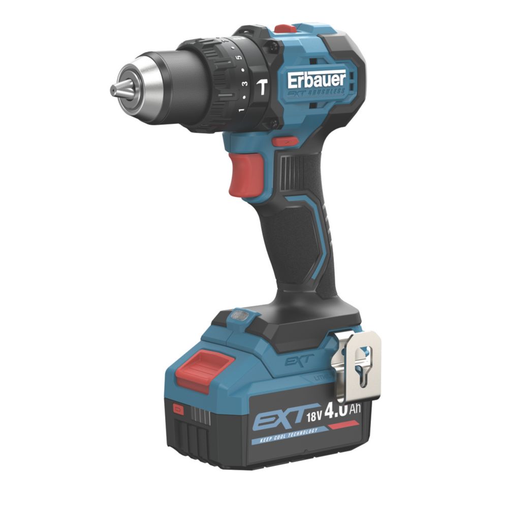 Erbauer Perceuse visseuse à percussion sans fil brushless ERI1092COM 18V Li-Ion EXT 1 x 4Ah