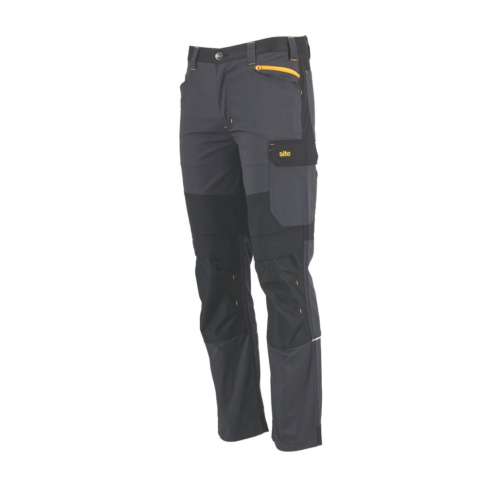 Site Pantalon de travail multipoches extensible Allman gris/noir, taille 46 longueur 81 cm