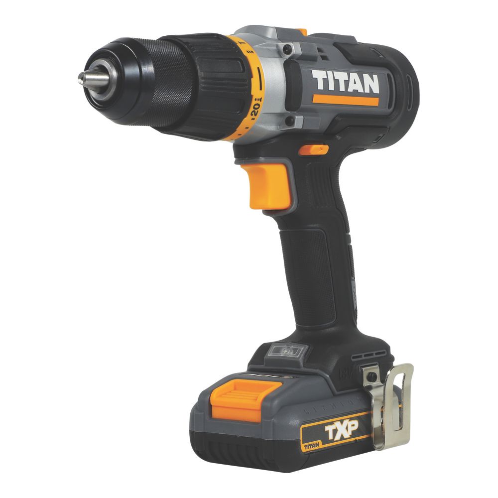 Titan Perceuse visseuse à percussion sans fil 220-240V Li-Ion TXP 1 x 2Ah avec lot de 74 accessoires