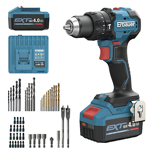 Erbauer Perceuse à percussion sans fil 18V 1x4Ah + accessoires