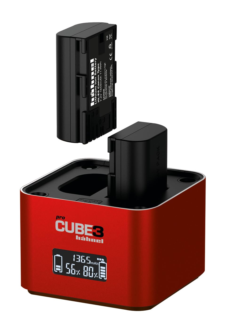 Hahnel Chargeur double ProCube3 pour batterie Canon LP-E6 E6N E6NH E6P LP-E8 et LP-E17 Rouge