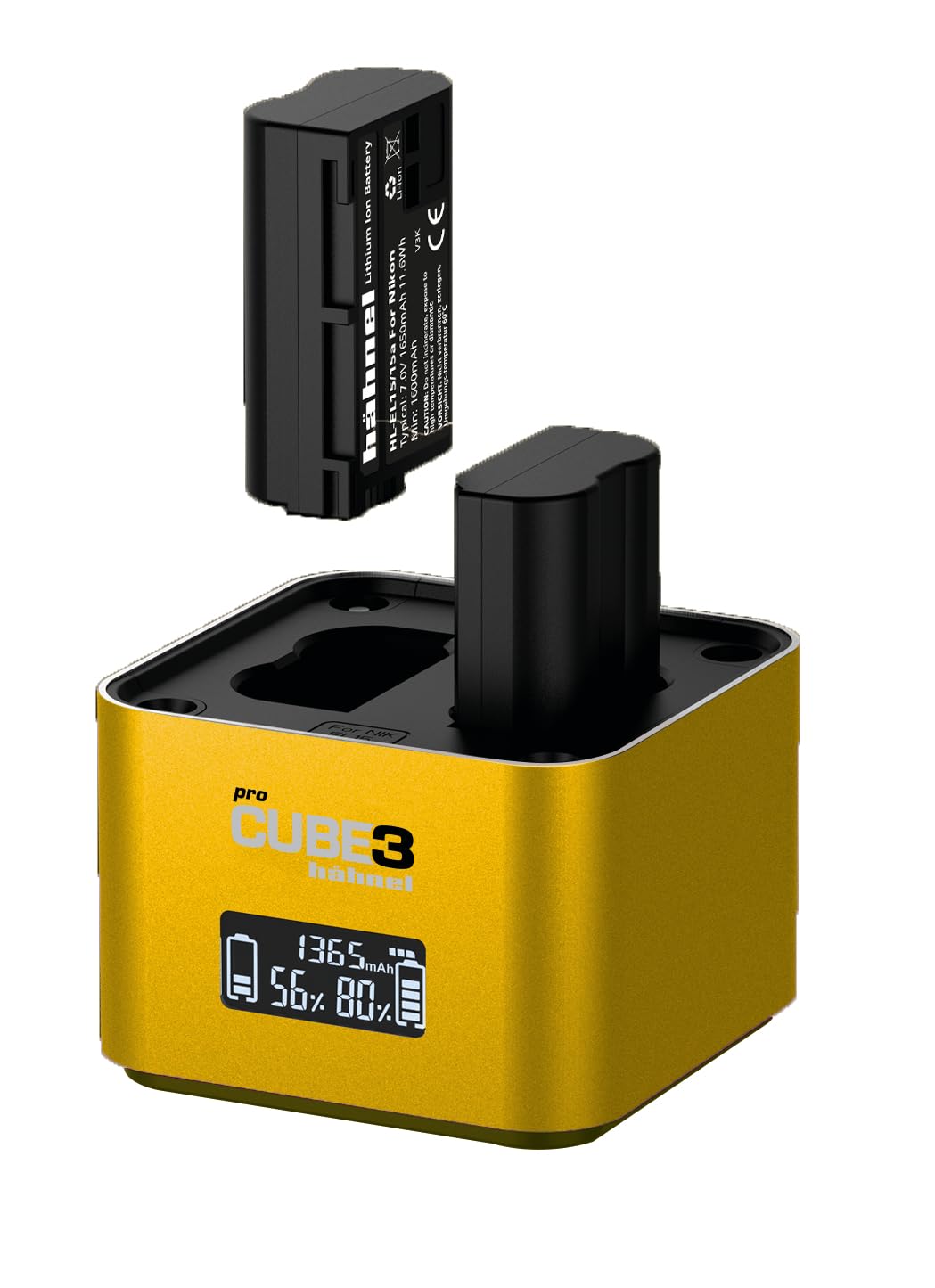 Hahnel Chargeur double ProCube3 pour batterie Nikon EN-EL14 EN-EL15c et EN-EL25 Jaune