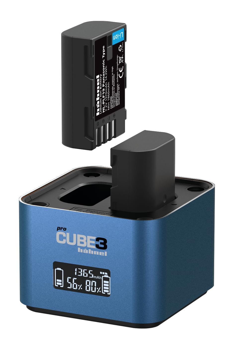Hahnel Chargeur double ProCube3 pour batterie Panasonic DMW-BLC12 BLF19 BLJ31 BLK22 et BLG10 Bleu