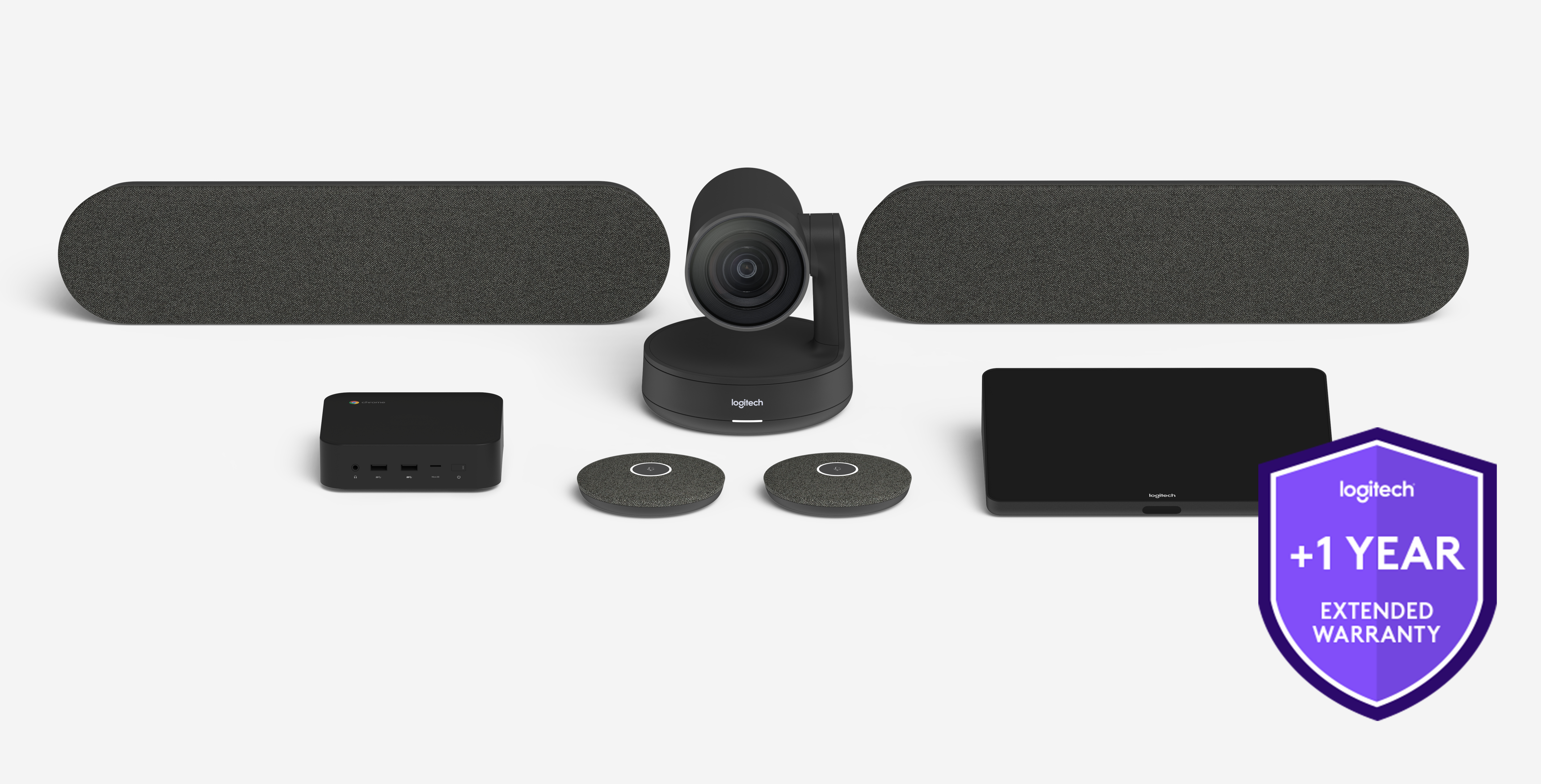 Logitech Extended Warranty Extended service agreement 1 year for large room solution with Tap and RallyPlus