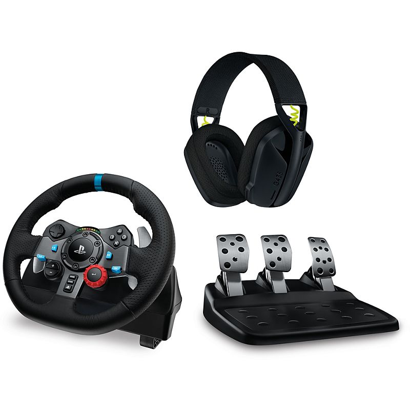 Logitech volant + pedalier volant g29 + casque g435 noir