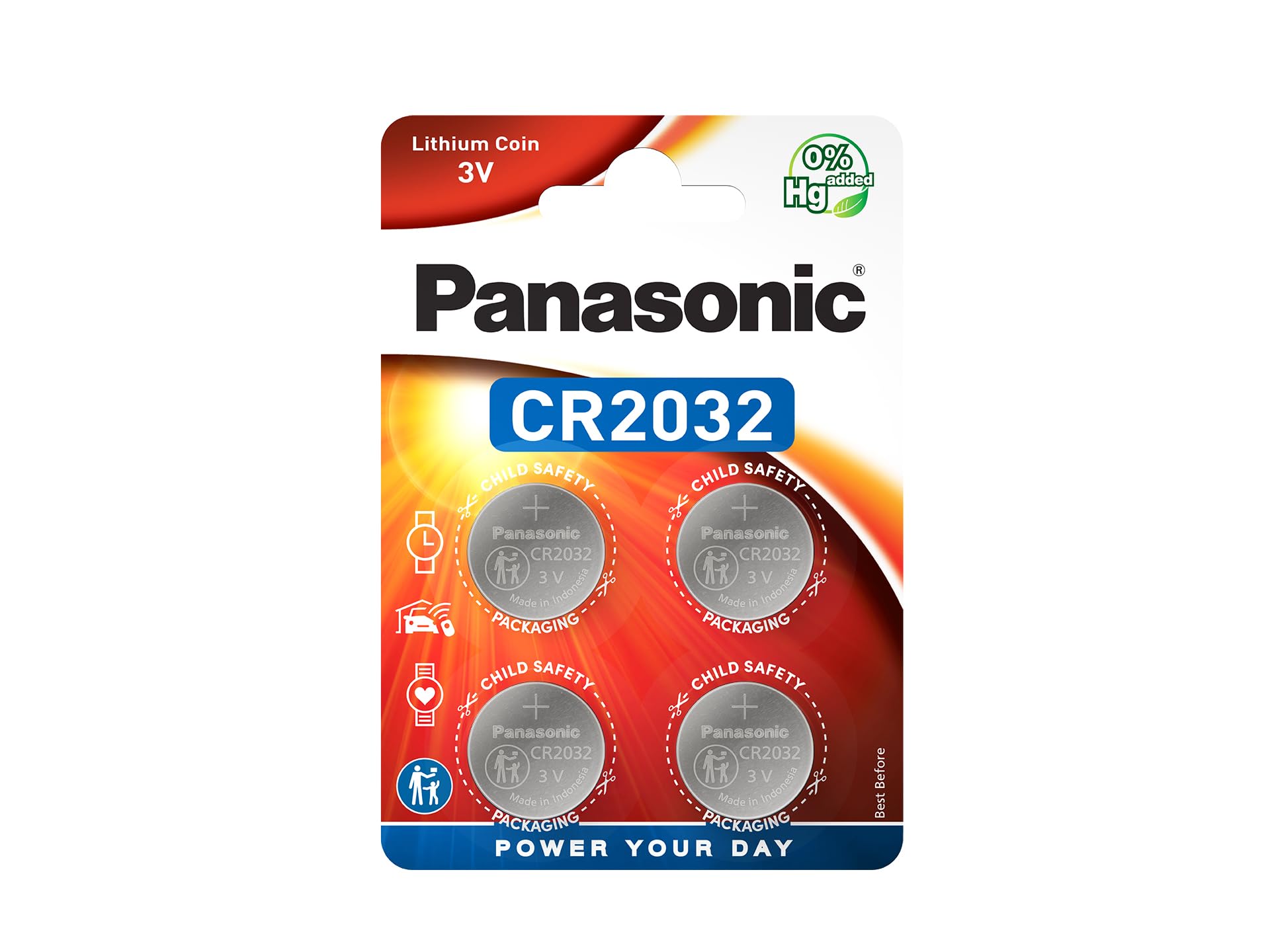 Panasonic Pile bouton au lithium CR-2032EL/4B