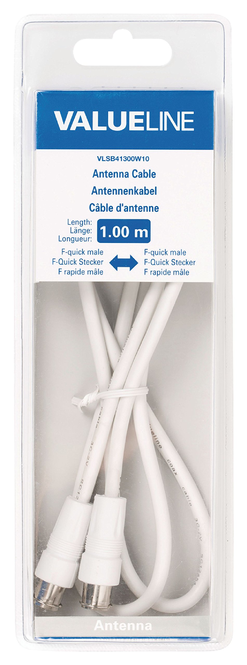 Valueline Câble antenne coaxial coudé Coax Mâle (IEC) Coax Mâle (IEC) 1m (Blanc)