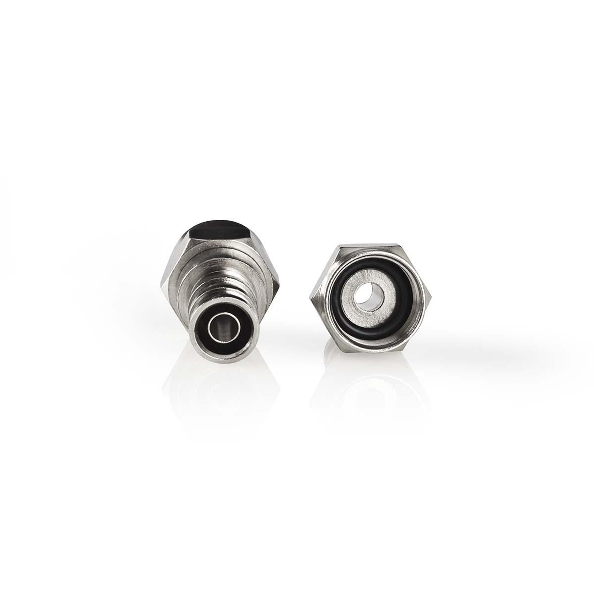 Nedis Conencteur F Droit Mâle Plaqué nickel 75 Ohm Ondulation Diamètre d'entrée de câble: 5.5 mm Cuivre Argent 2 pièces Boite avec Fenêtre