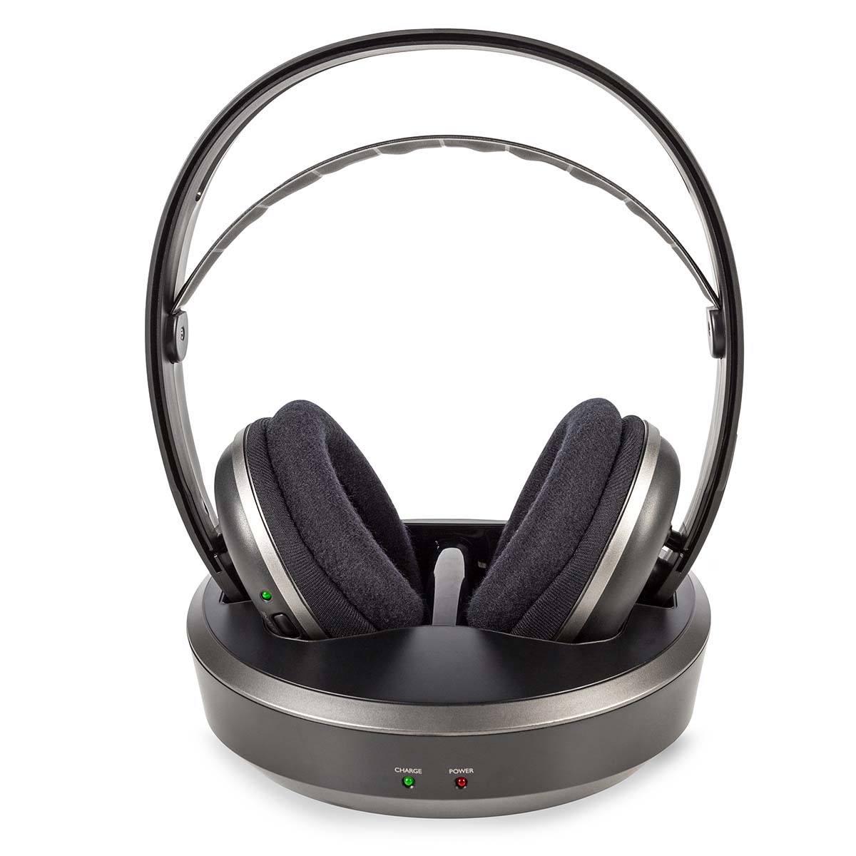Nedis Casque TV sans fil RF Tour d'oreille Durée de lecture maximale de batterie: 11 heures 100 m Audio numérique Station de charge Argent / Noir