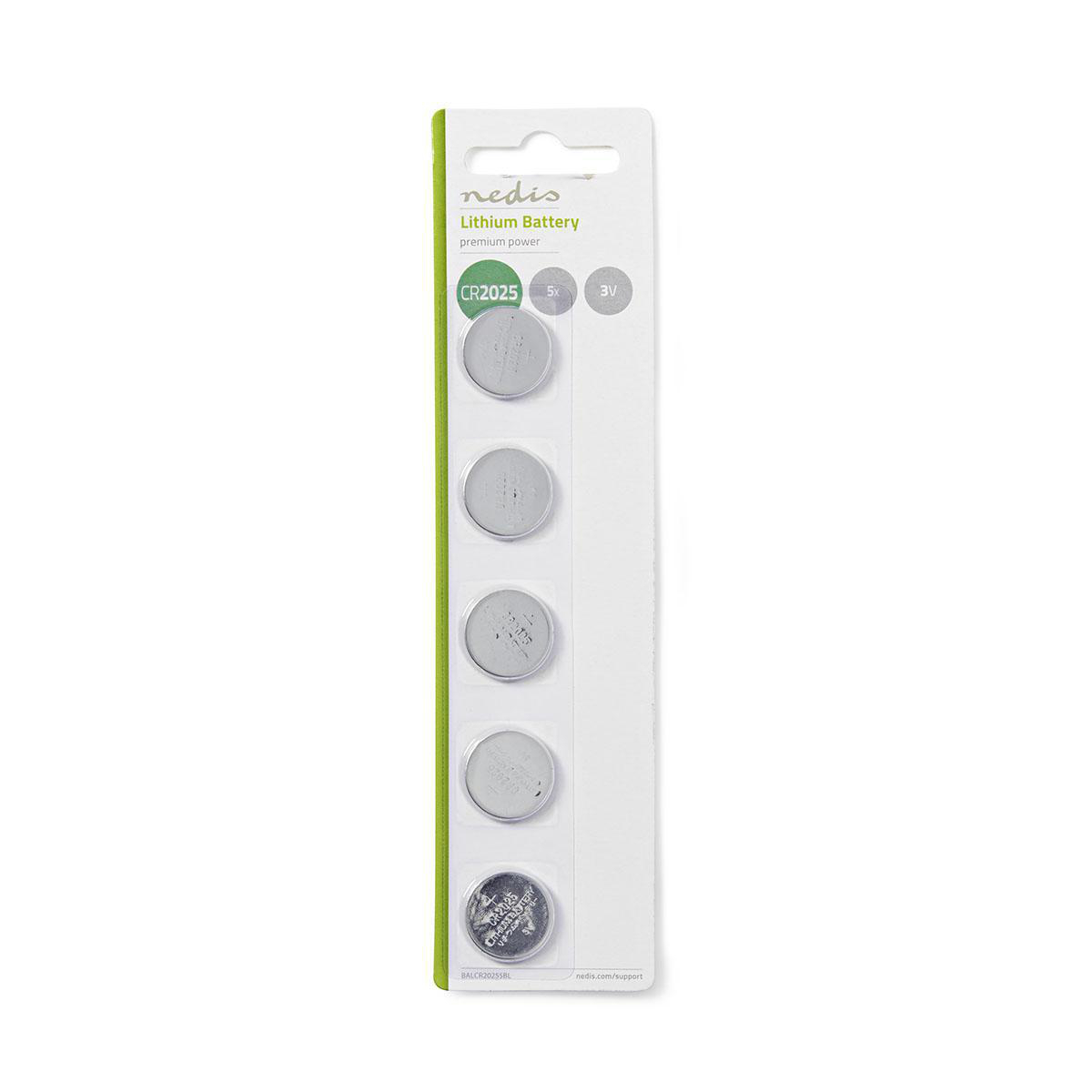 Nedis Pile-Bouton au Lithium CR2025 3 V DC Paquet de 5