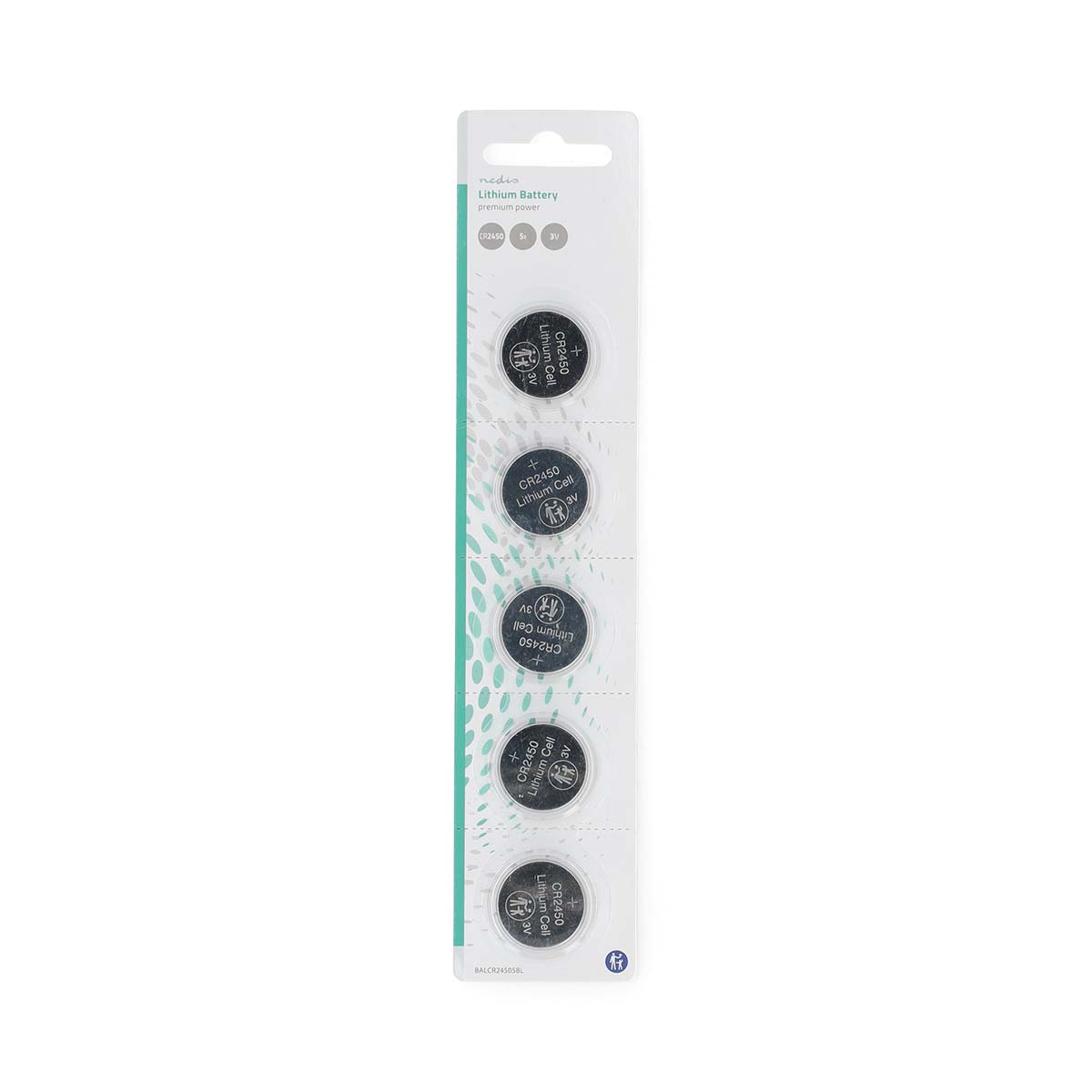 Nedis Pile-Bouton au Lithium CR2450 3 V DC Paquet de 5 Argent