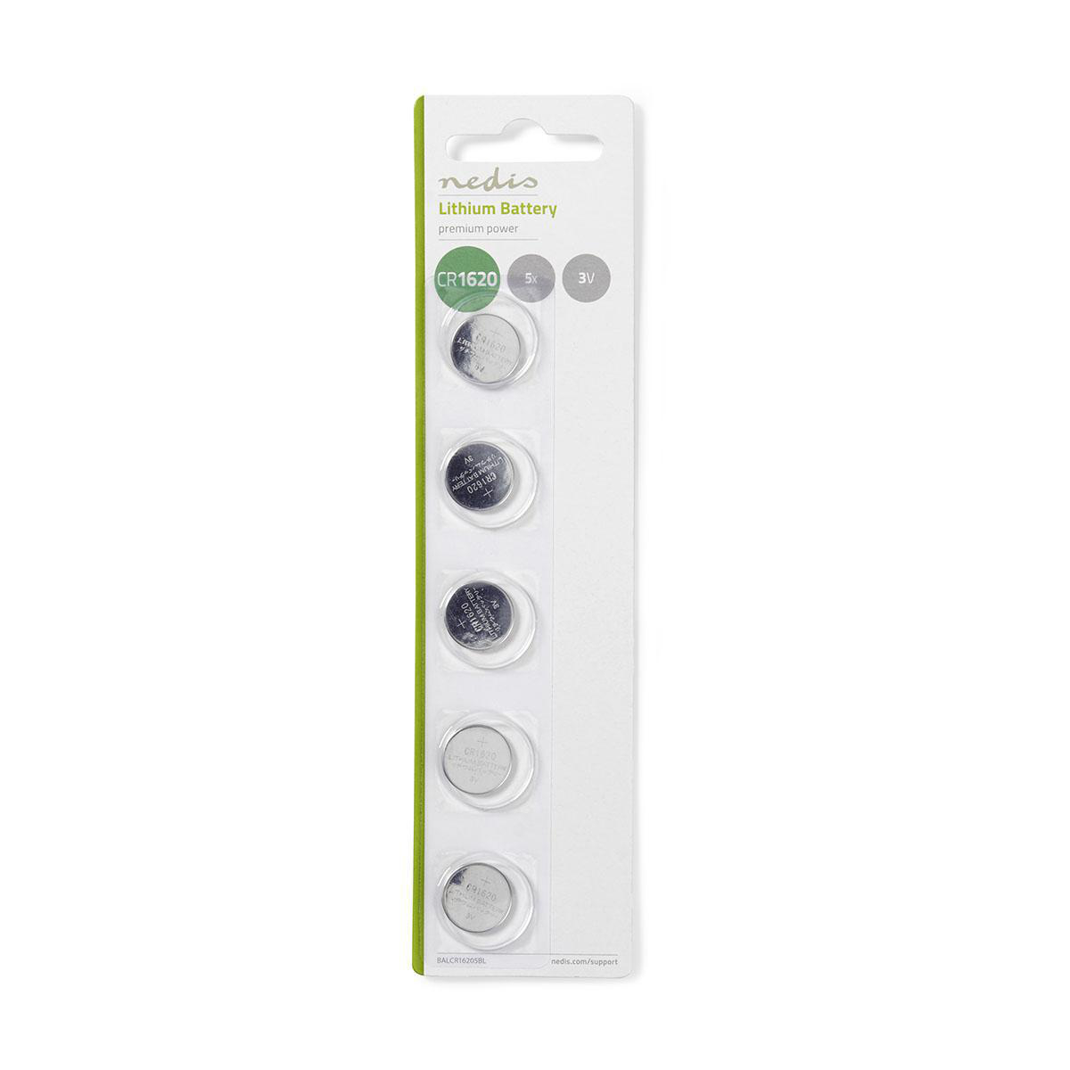 Nedis Pile-Bouton au Lithium CR1620 3 V DC Paquet de 5