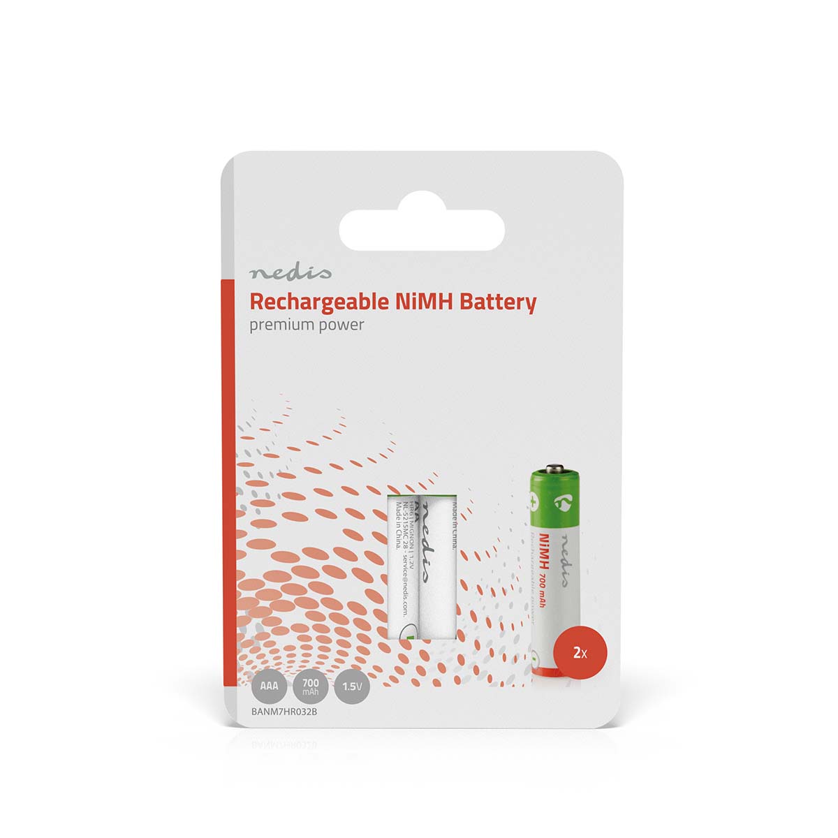 Nedis Pile rechargeable Ni-MH-AAA 1.2 V DC 700 mAh Pré chargé Paquet de 2