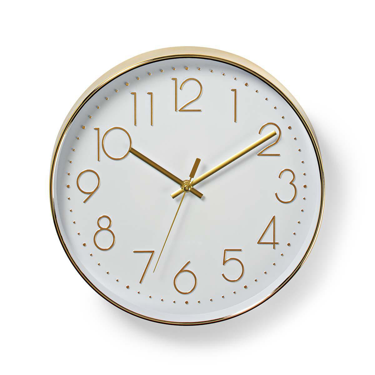 Nedis Horloge murale Diamètre: 300 mm Plastique Blanc / Or
