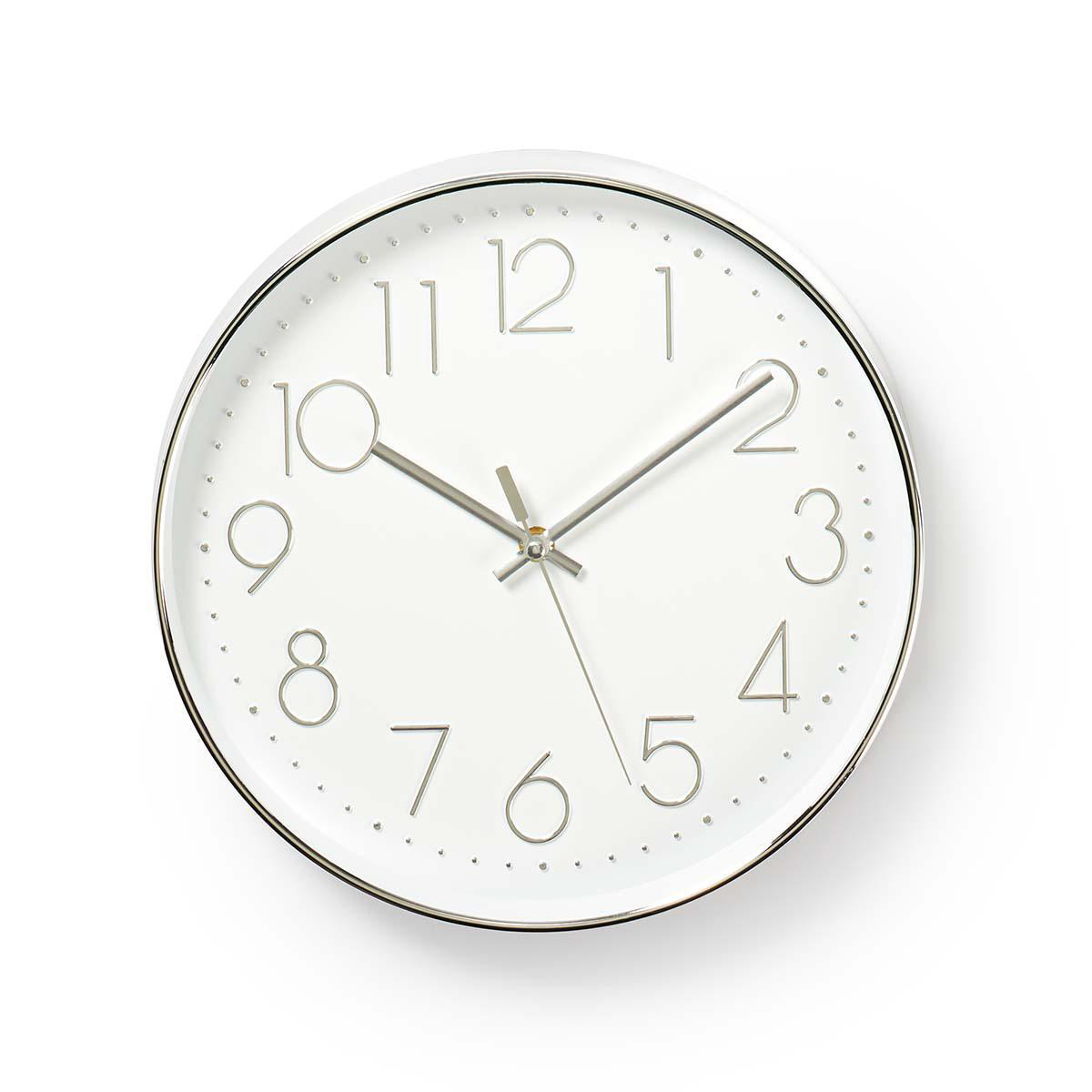 Nedis Horloge murale Diamètre: 300 mm Plastique Argent / Blanc