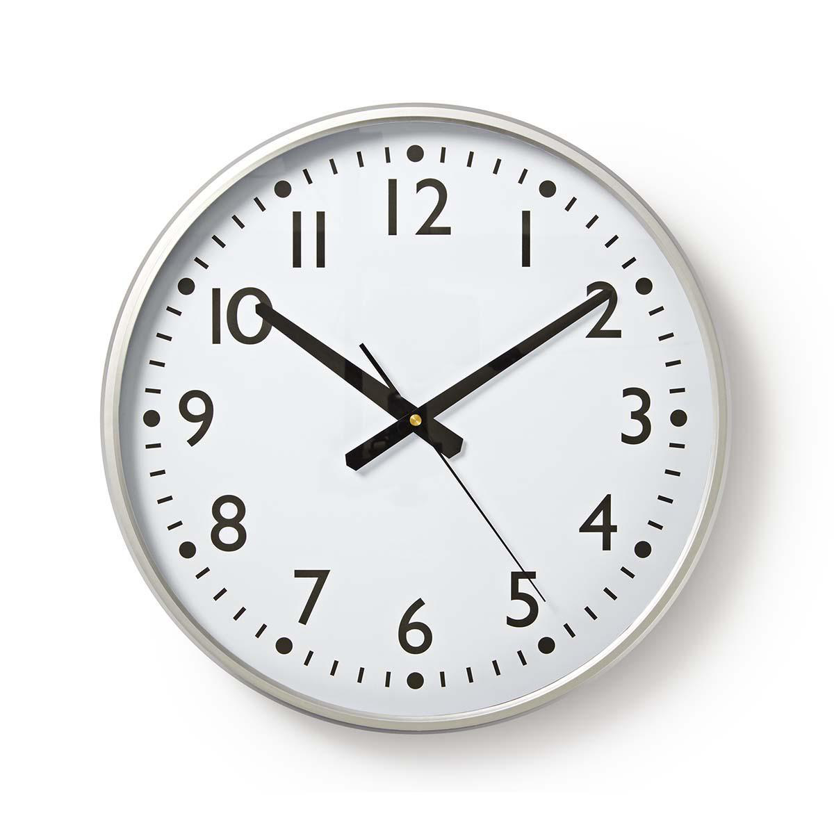 Nedis Horloge murale Diamètre: 380 mm Plastique Argent / Blanc