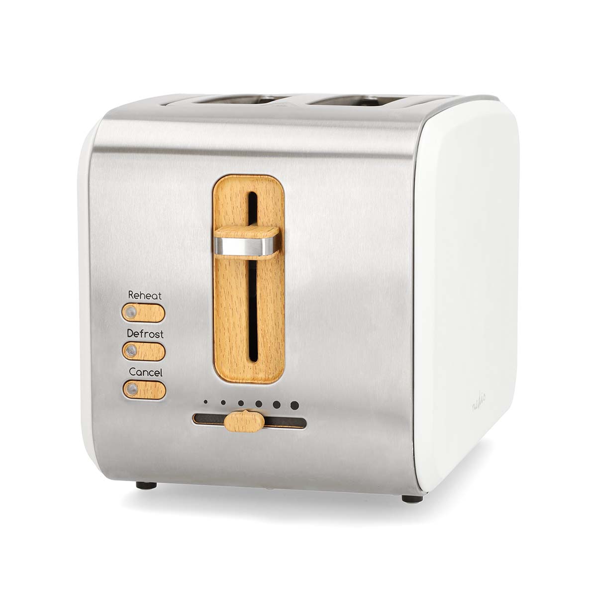 Nedis Grille pain Série Soft Touch 2 Tranches de Pain 2 Emplacements Thermostat réglable: 6 Fonction de dégivrage Blanc