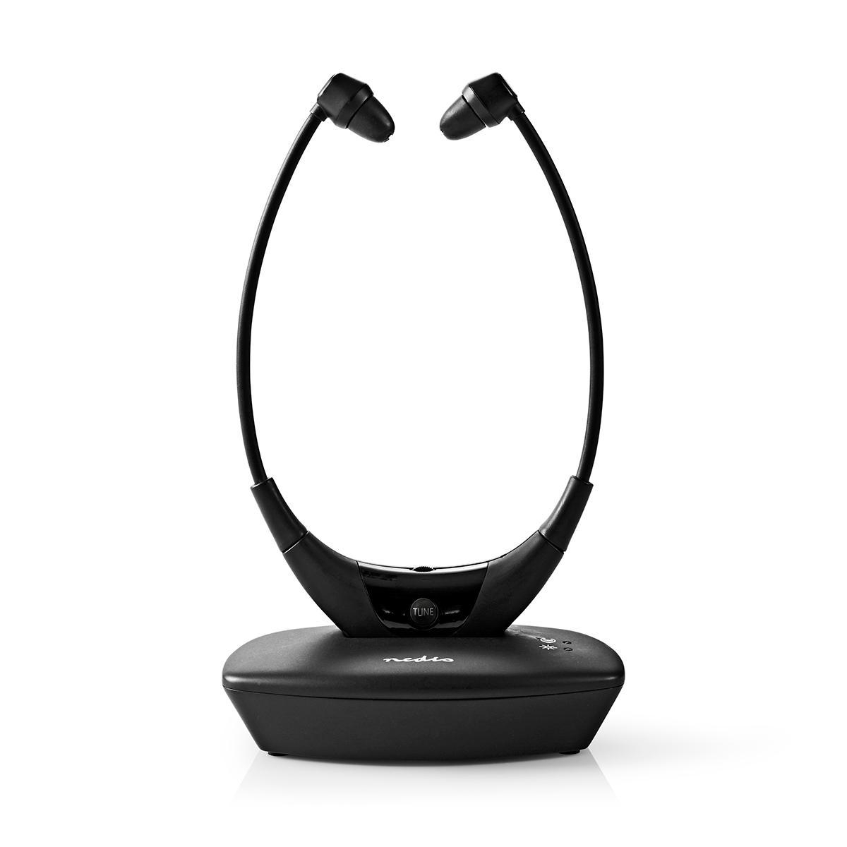 Nedis Casque TV sans fil RF Intra-Auriculaire Durée de lecture maximale de batterie: 4.5 heures 35 m Audio numérique Station de charge Contrôle d'équilibre Noir