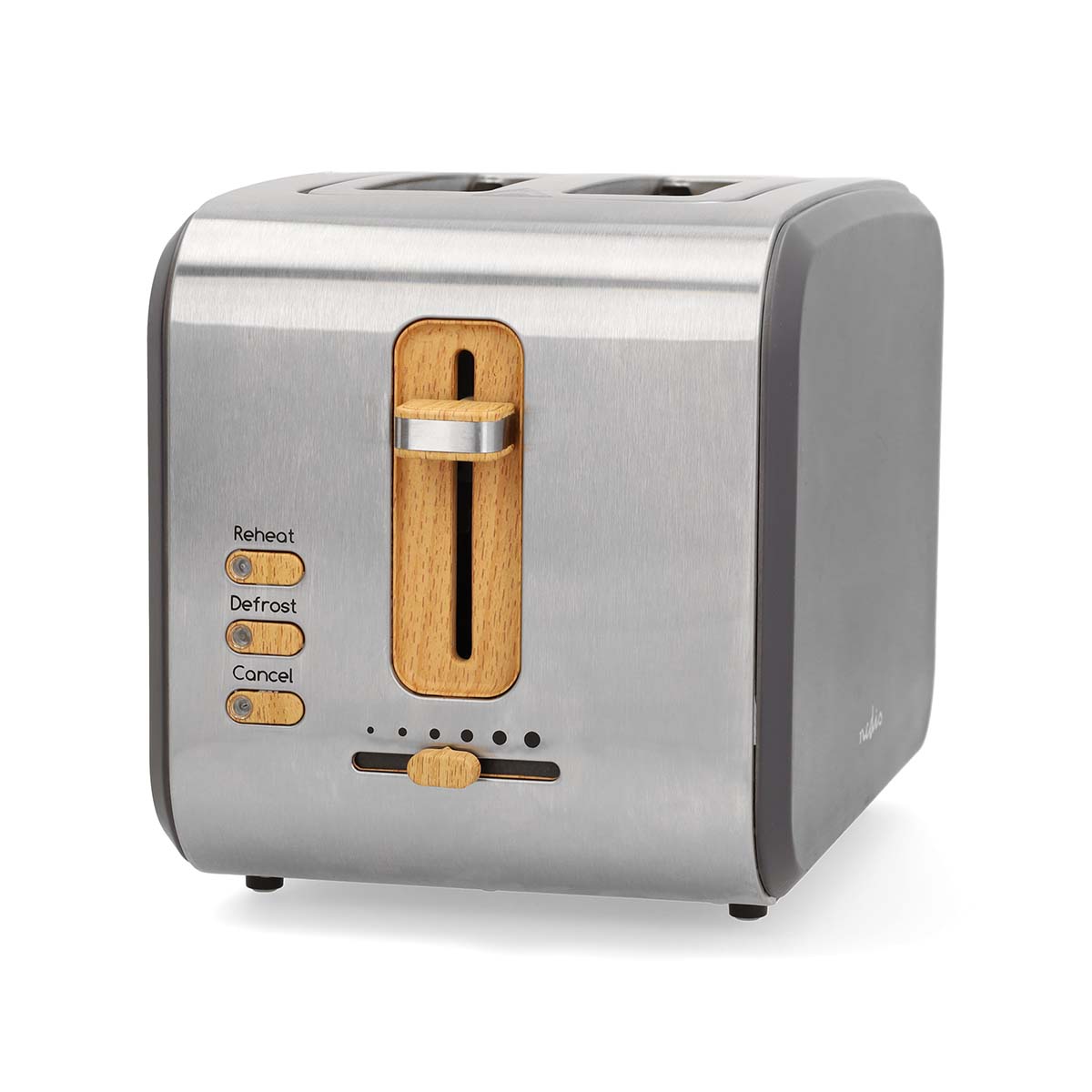 Nedis Grille pain Série Soft Touch 2 Tranches de Pain 2 Emplacements Thermostat réglable: 6 Fonction de dégivrage Gris