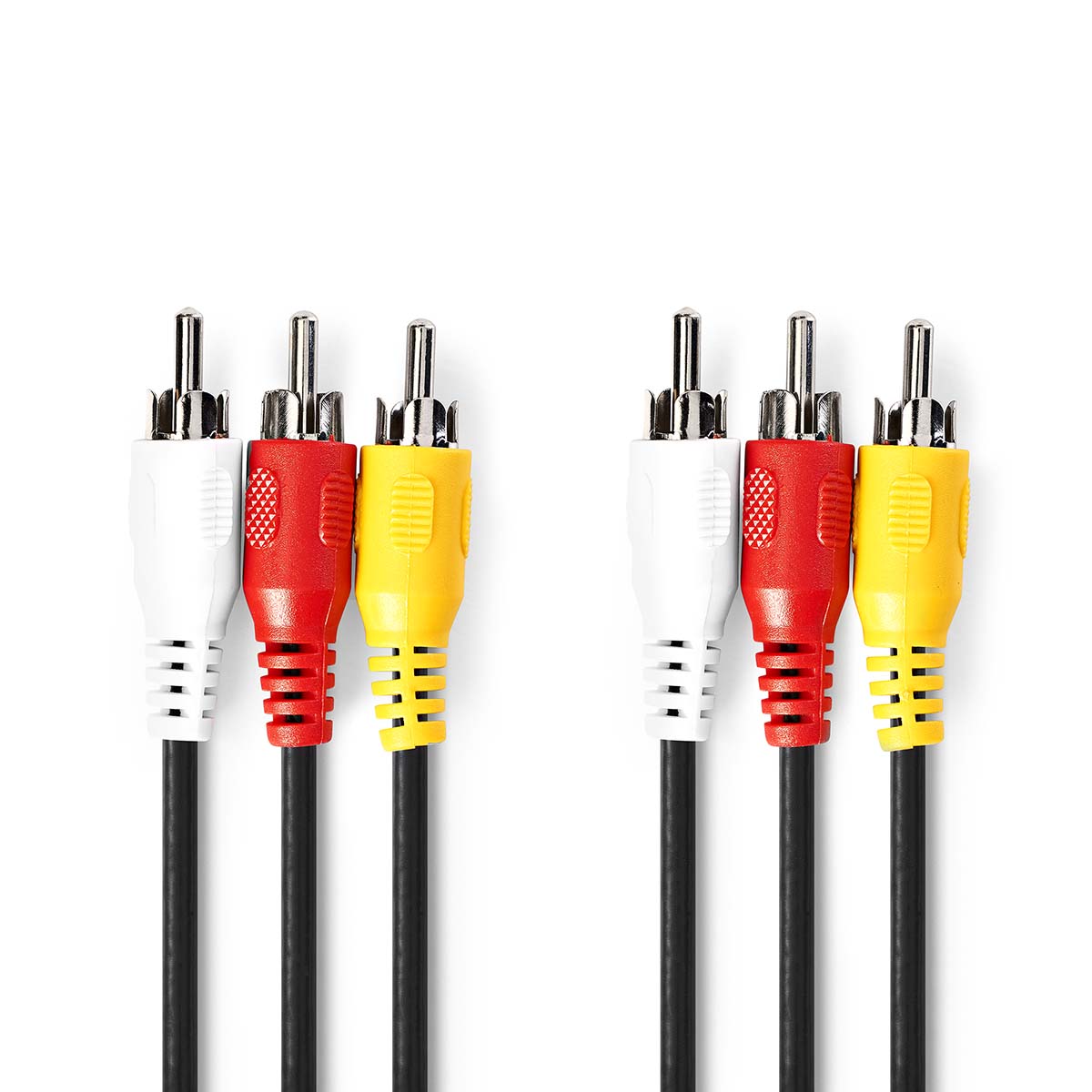 Nedis Câble vidéo composite 3x RCA mâle 3x RCA mâle Plaqué nickel 480p 3.00 m Rond PVC Noir Enveloppe