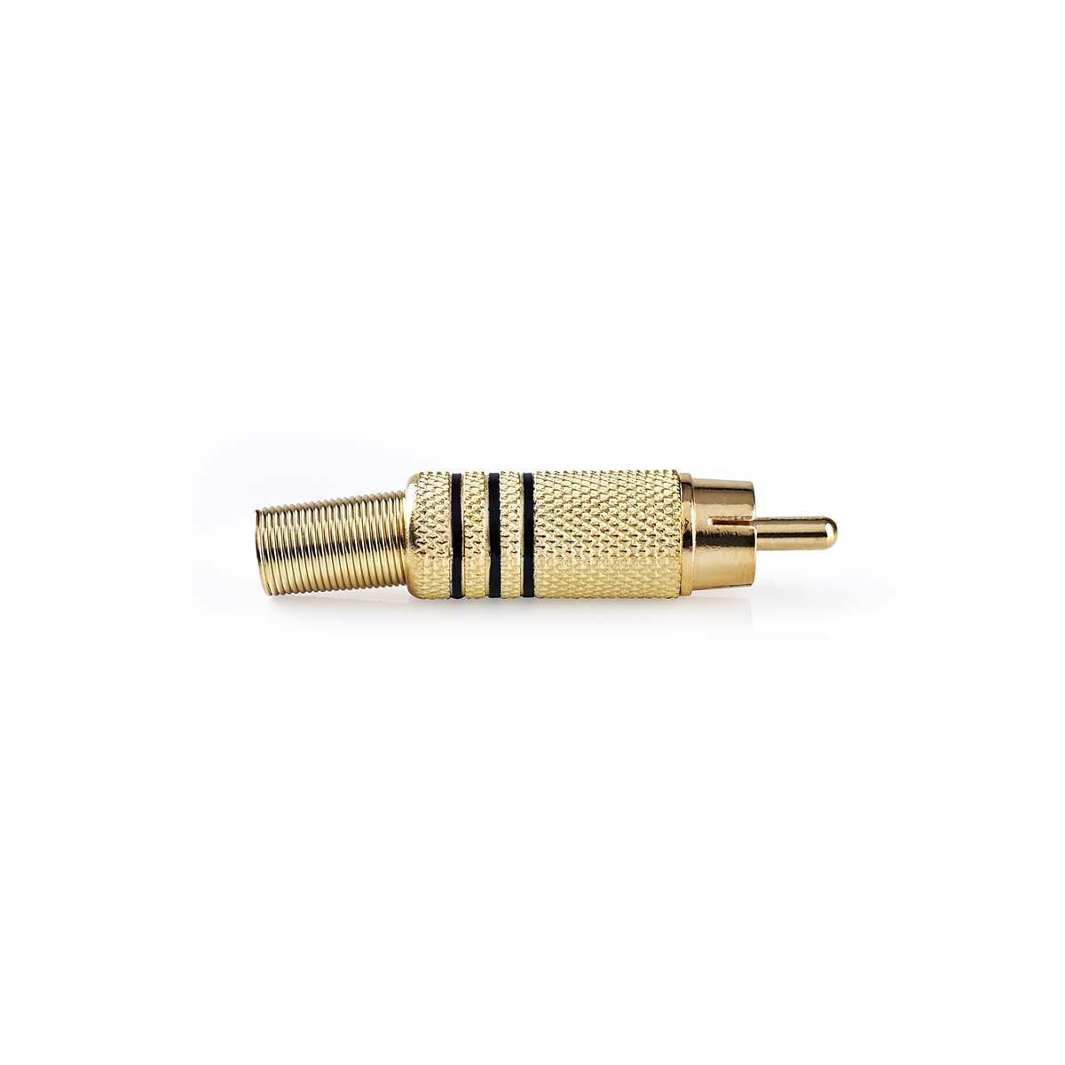 Nedis Connecteur RCA Droit Mâle Plaqué or Souder Diamètre d'entrée de câble: 7.0 mm Métal Noir 10 pièces Enveloppe