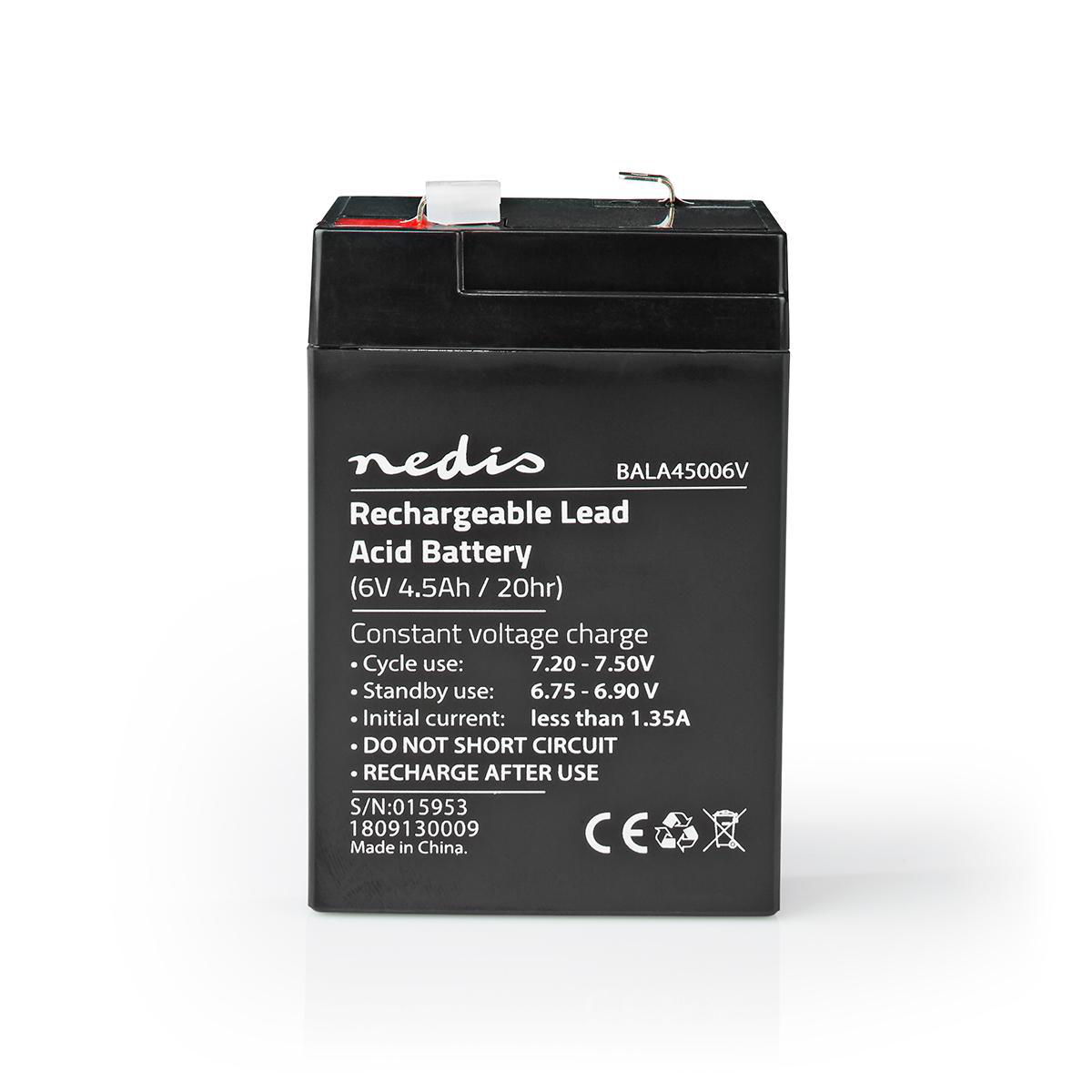 Nedis Pile rechargeable plomb-acide Plomb-acide Rechargeables 6 V 4500 mAh
