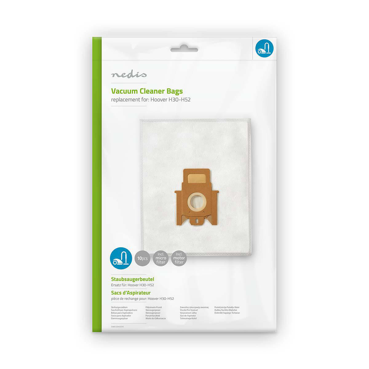 Nedis Sac d'aspirateur 10 pièces Synthétique Le plus vendu pour: Hoover H30-H52 Blanc