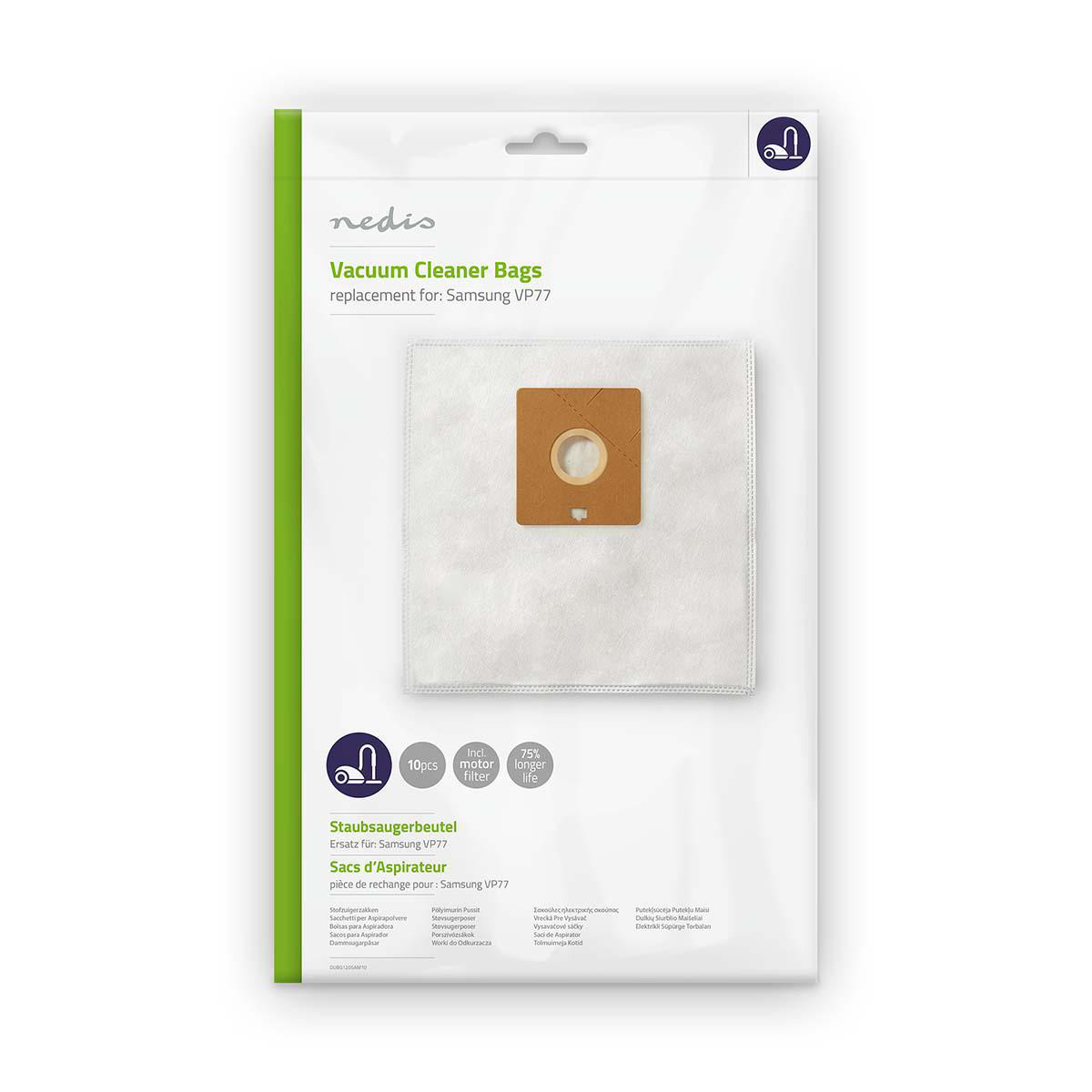Nedis Sac d'aspirateur 10 pièces Synthétique Le plus vendu pour: Samsung VP77 Blanc