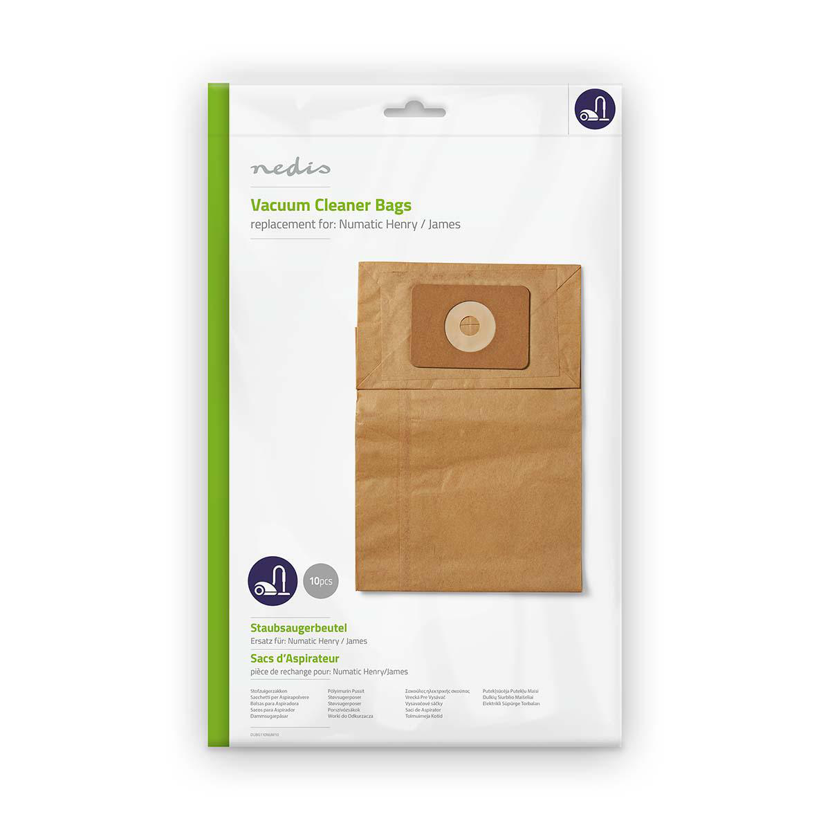 Nedis Sac d'aspirateur  10 pièces  Papier  Le plus vendu pour: Numatic  Marron