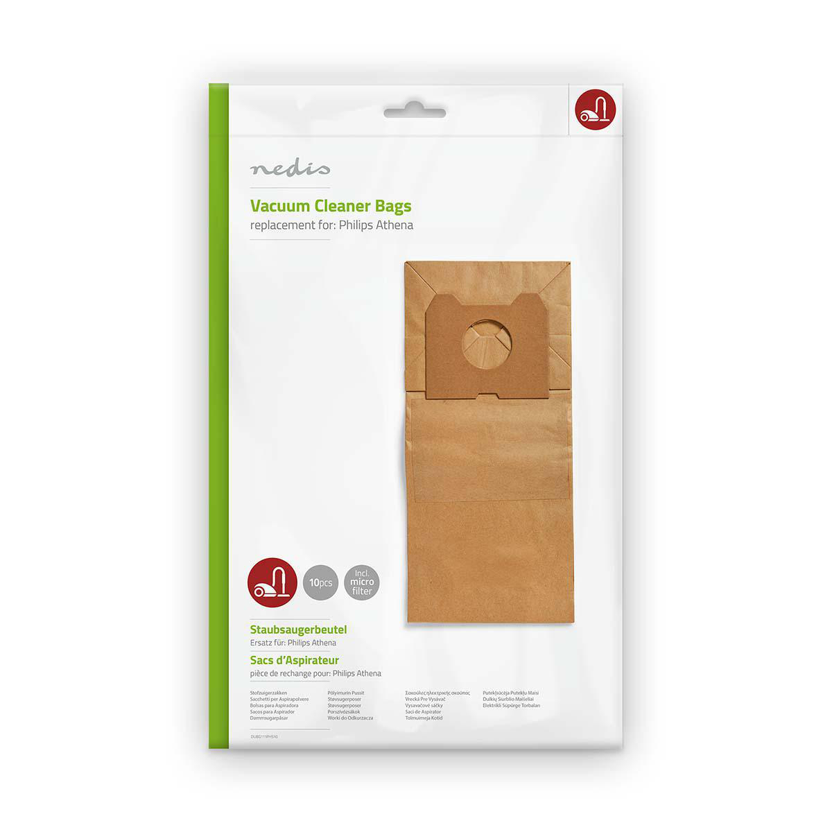 Nedis Sac d'aspirateur 10 pièces Papier Le plus vendu pour: Philips Marron