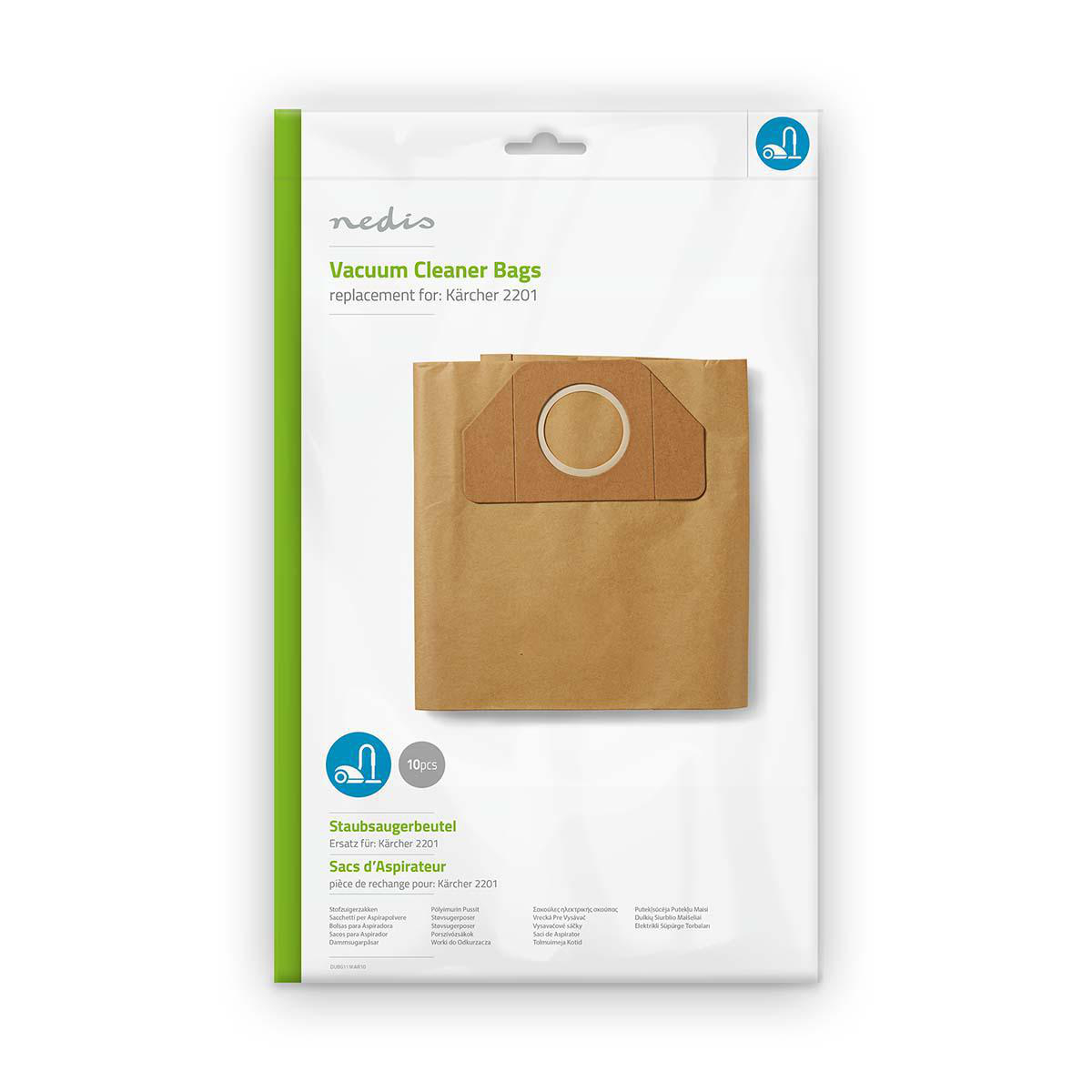 Nedis Sac d'aspirateur 10 pièces Papier Le plus vendu pour: Kärcher 2201 Marron