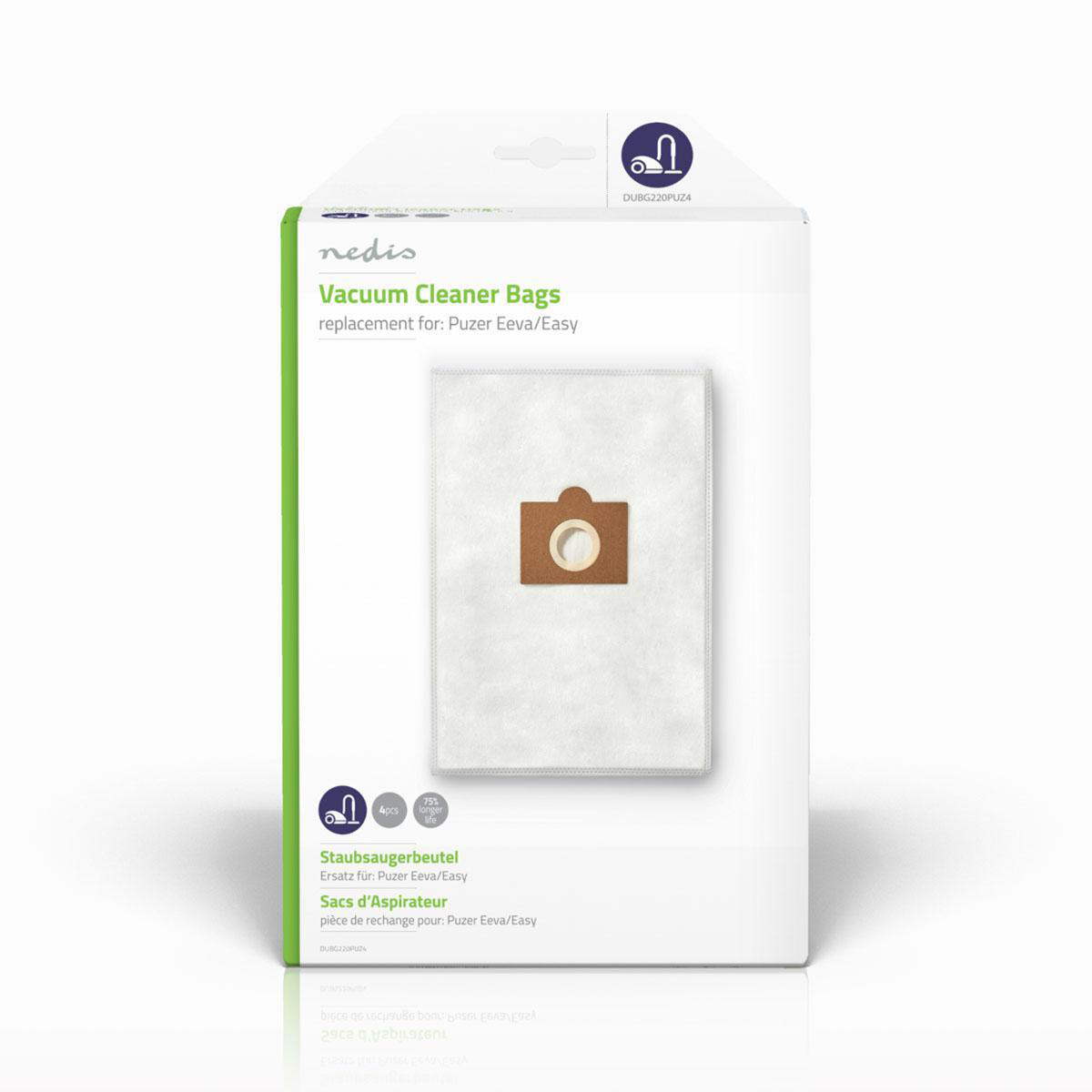 Nedis Sac d'aspirateur 4 pièces Synthétique Le plus vendu pour: Puzer Eeva/Easy Blanc