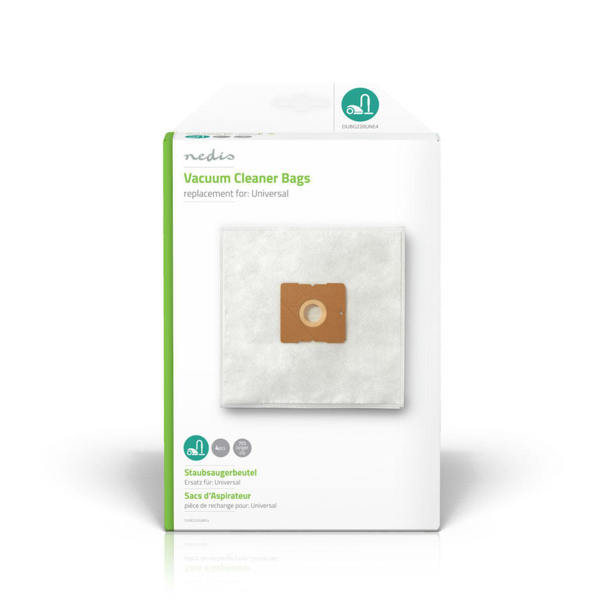 Nedis Sac d'aspirateur 4 pièces Synthétique Le plus vendu pour: Universel Blanc