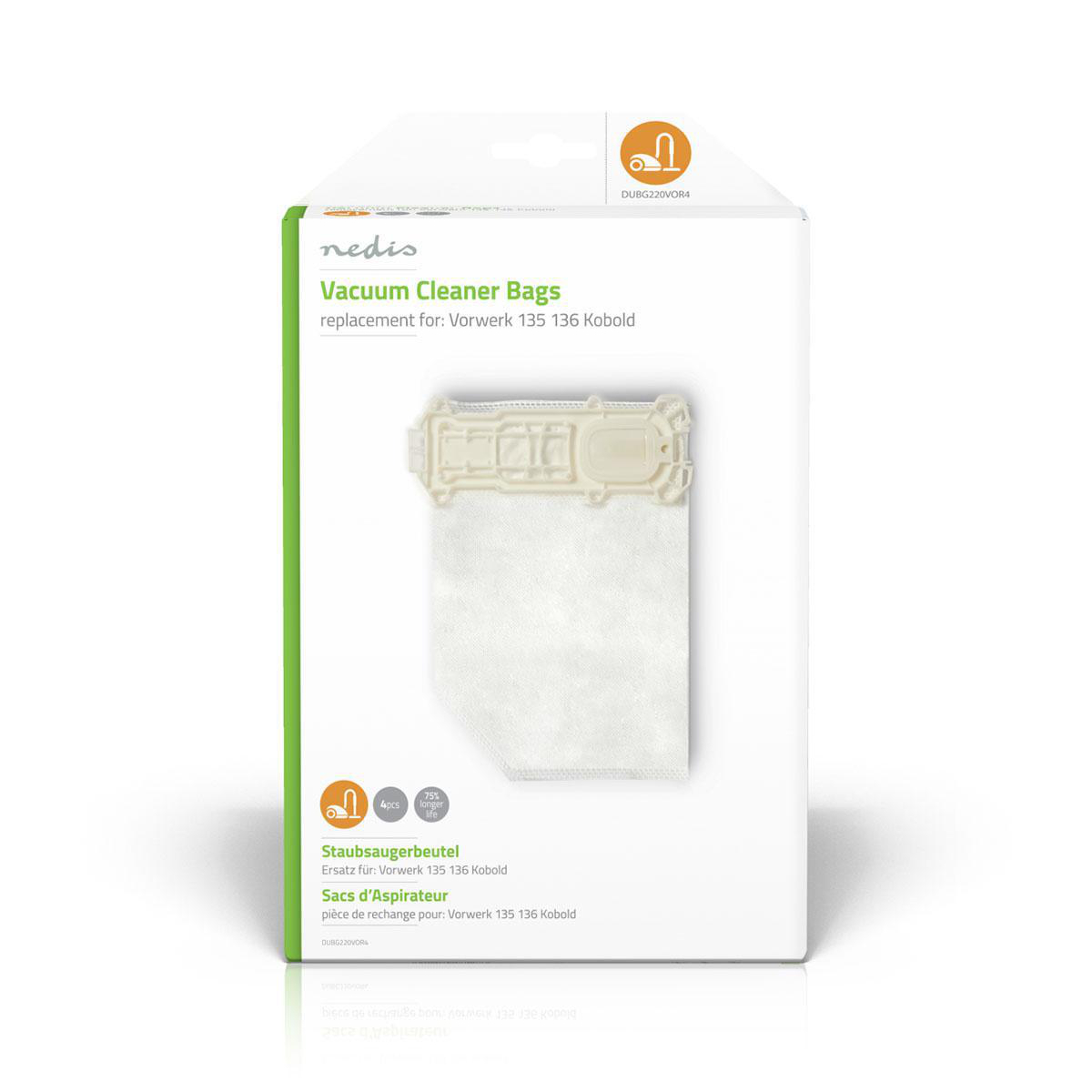 Nedis Sac d'aspirateur 4 pièces Synthétique Le plus vendu pour: Vorwerk 135136 Kobold Blanc