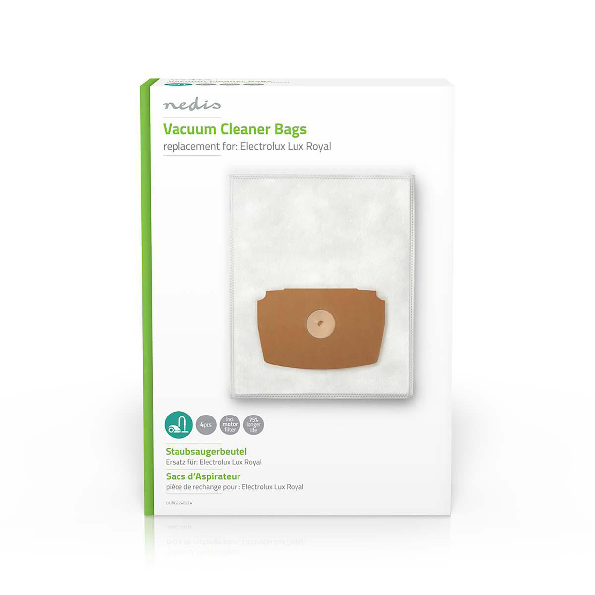 Nedis Sac d'aspirateur 4 pièces Synthétique Le plus vendu pour: Electrolux Blanc