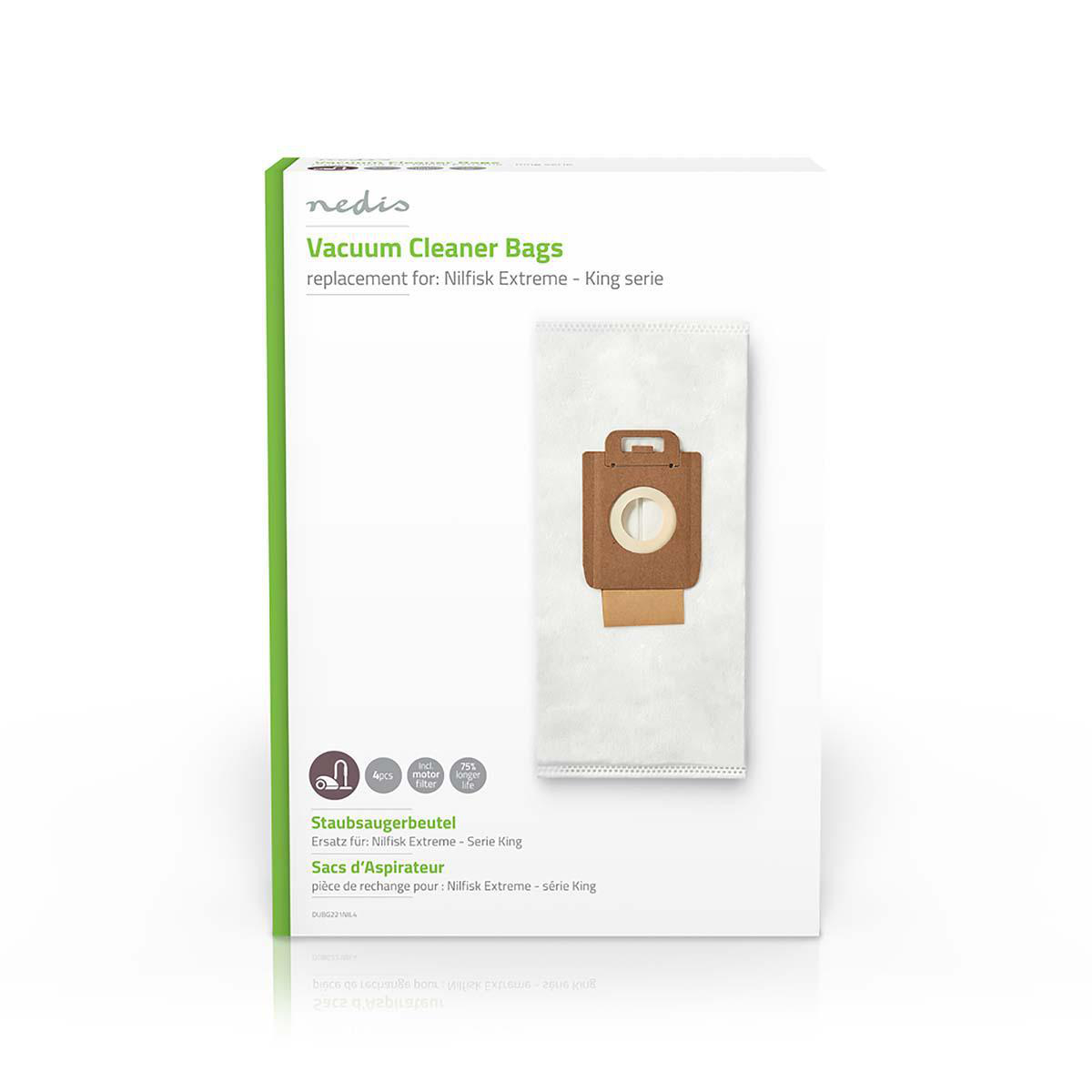 Nedis Sac d'aspirateur 4 pièces Synthétique Le plus vendu pour: Nilfisk Blanc