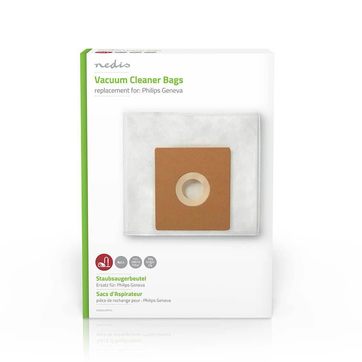 Nedis Sac d'aspirateur 4 pièces Synthétique Le plus vendu pour: Philips Blanc