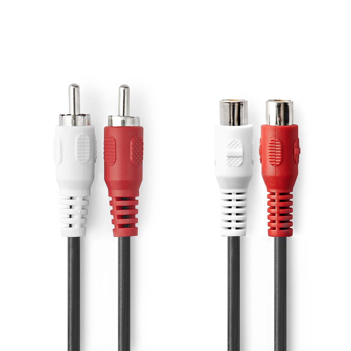 Nedis Câble audio stéréo 2x RCA Male 2x RCA Femelle Plaqué nickel 5.00 m Rond Noir Boîte