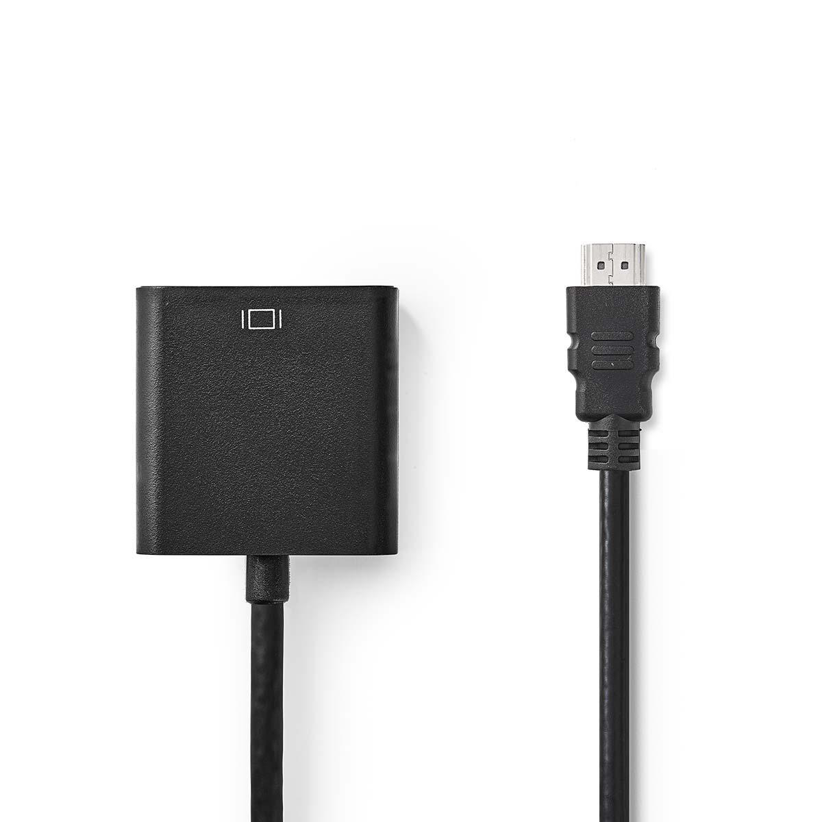 Nedis Câble HDMI™ vers VGA Connecteur HDMI™ - VGA Femelle + sortie 3,5 mm 0,2 m Noir