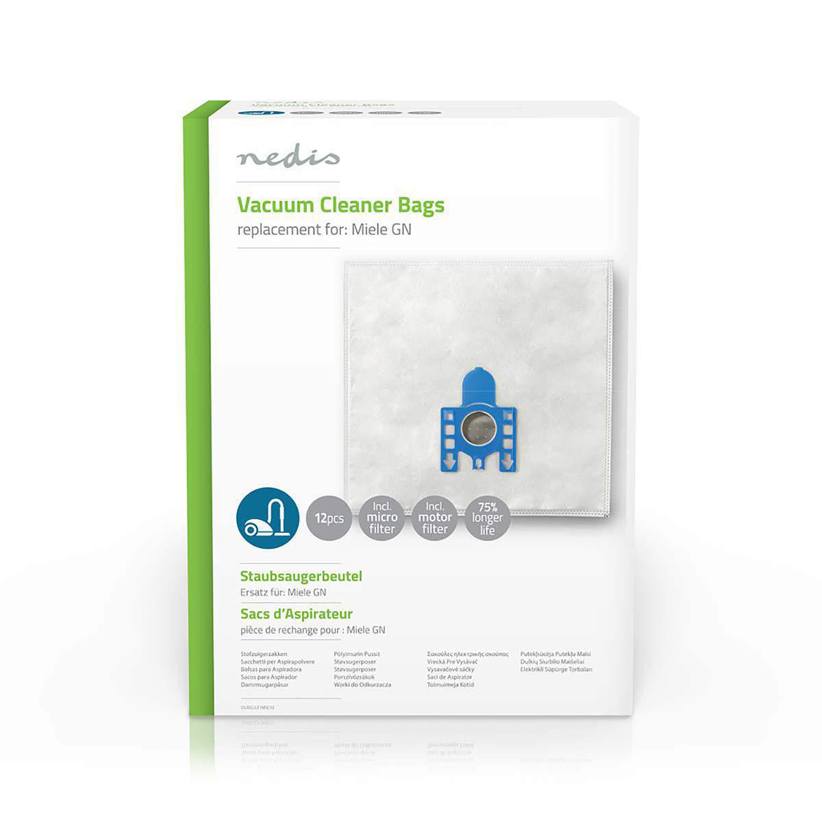 Nedis Sac d'aspirateur 12 pièces Synthétique Le plus vendu pour: Miele Blanc