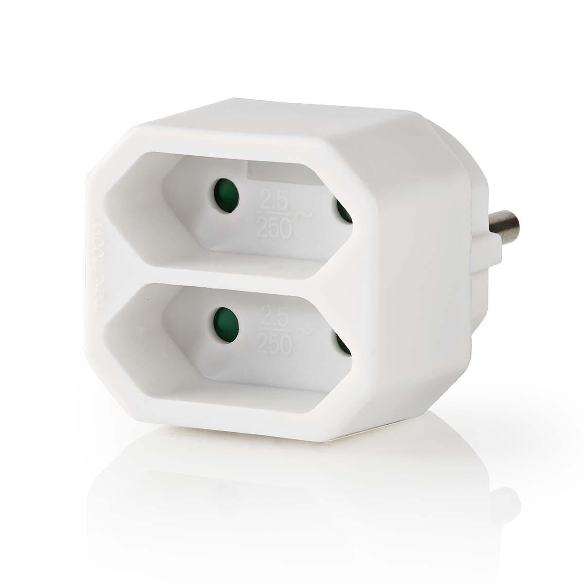Nedis Adaptateur de Prise de Courant Type F (CEE 7/7) 250 V AC 50 Hz France / Type C (CEE 7/16) 250 V AC 50/60 Hz 2.5 A 1100 W Blanc