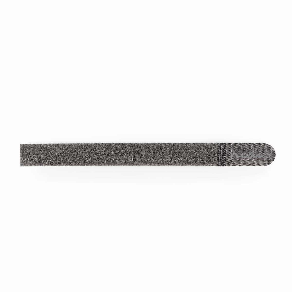Nedis Classeur de câble de crochet et de boucle Sac en Plastique Gris 10 pièces