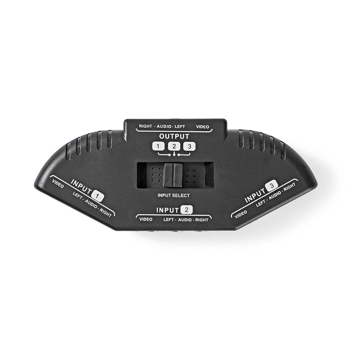 Nedis Commutateur Vidéo composite 3-Port port(s) Entrée de connexions: 3x Composite Video (RWY) Sortie de connexions: 1x Composite Video (RWY) 1024x576 ABS Noir