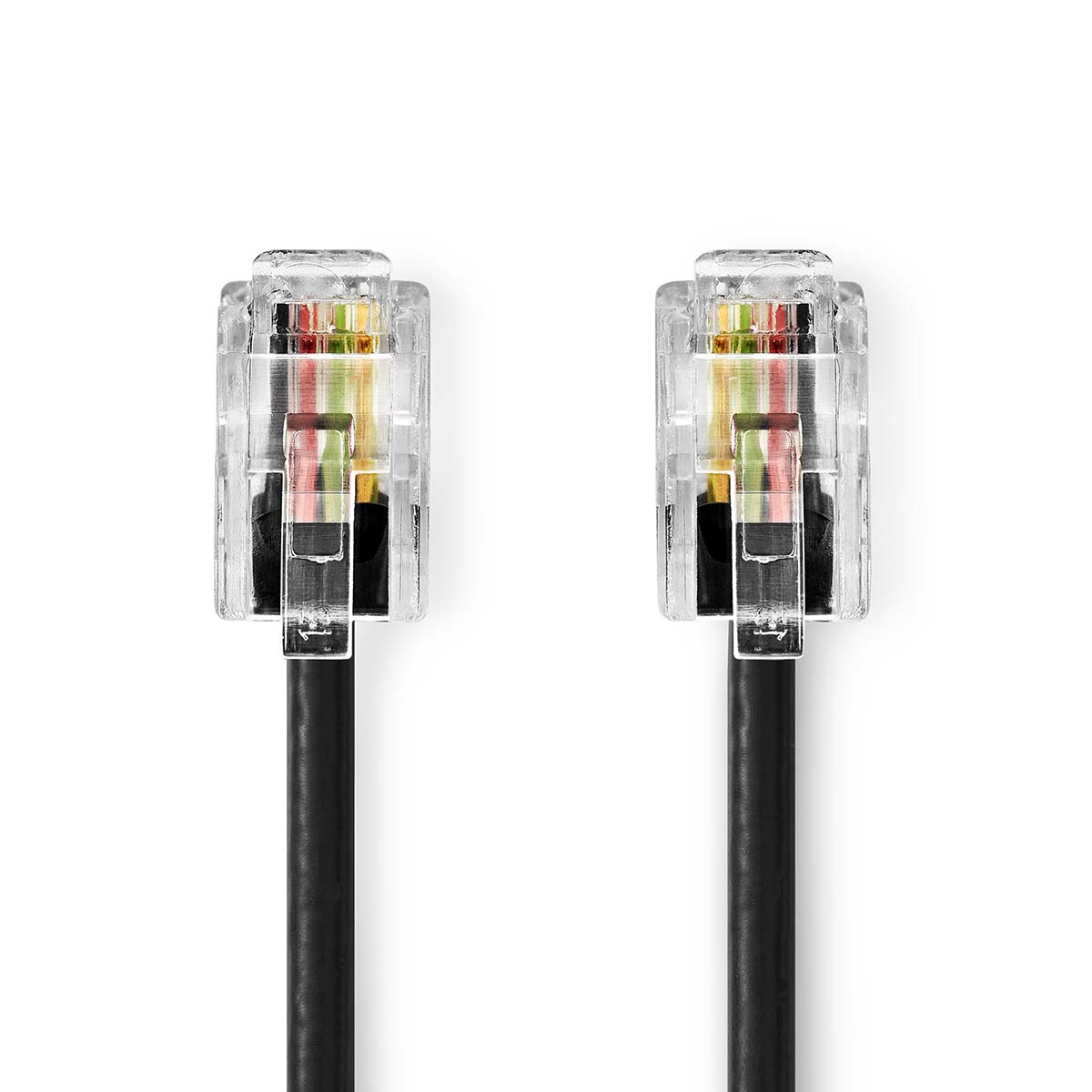 Nedis Câble Telecom RJ10 Mâle RJ10 Mâle 5.00 m Conception de câble: Enroulé Type de câble: RJ10 Noir Enveloppe