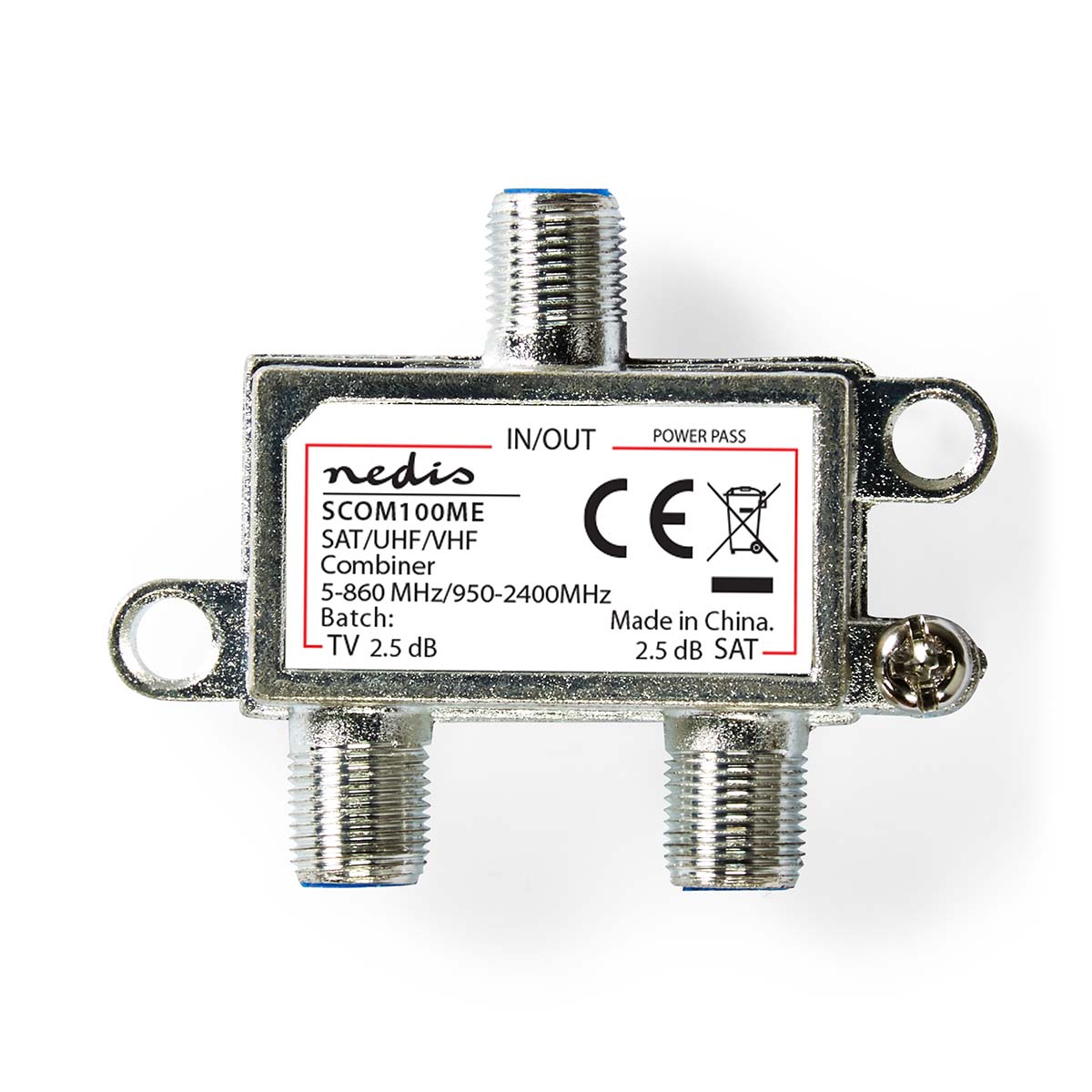 Nedis Coupleur Satellite 5-862 MHz 950-2400 MHz 75 Ohm Passe de puissance Zinc Argent